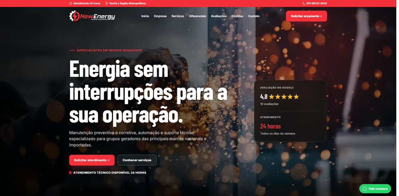 Captura de tela do projeto New Energy